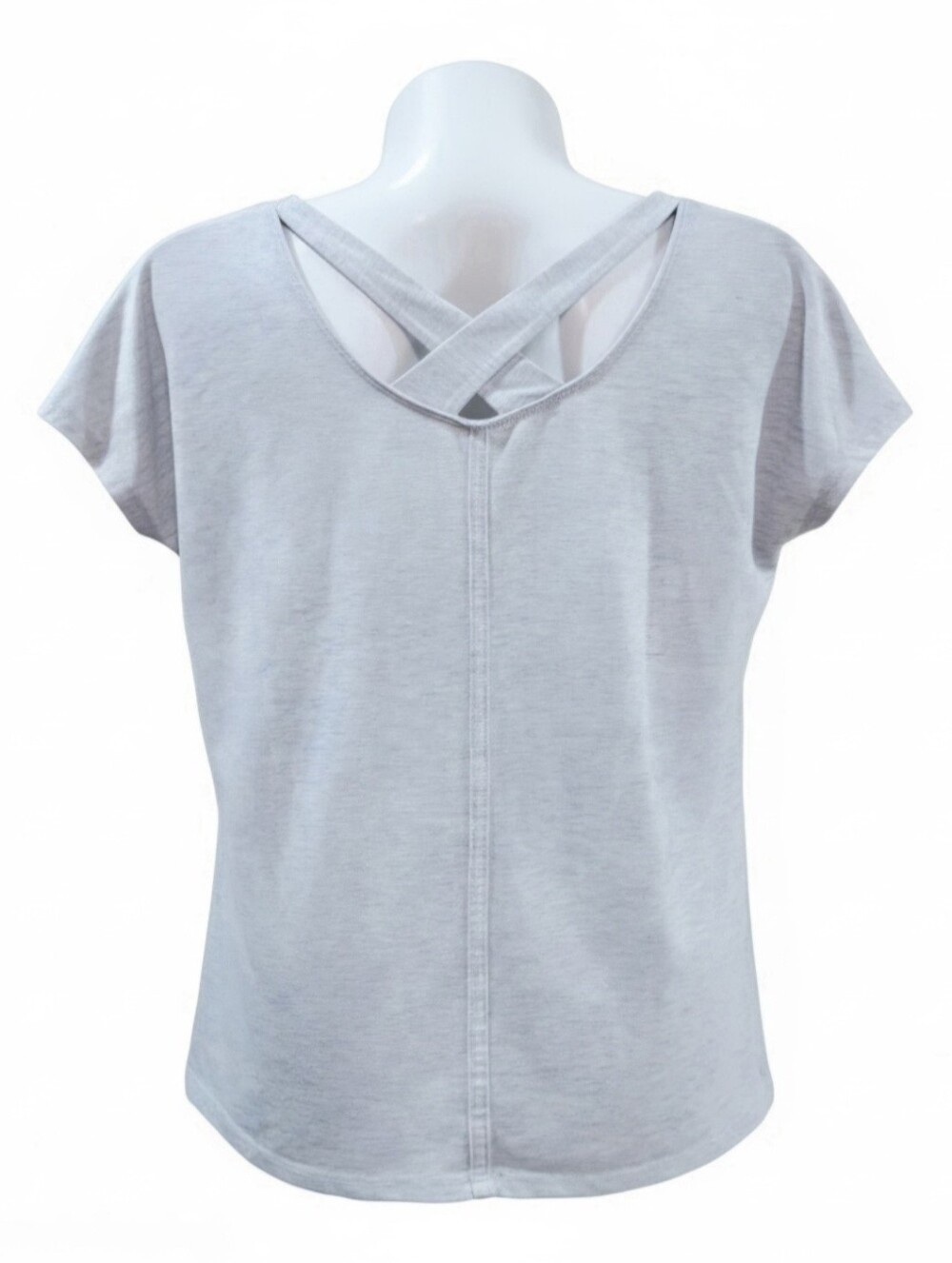 Athletic Works Gray Crisscross Open Back Activewear Tee Top Small S XS